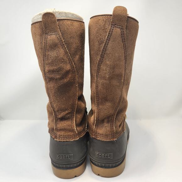 Sorel Cabelas Brown Suede Rubber Winter Snow Duck Boots Men Size 10 Insulated - Picture 6 of 11